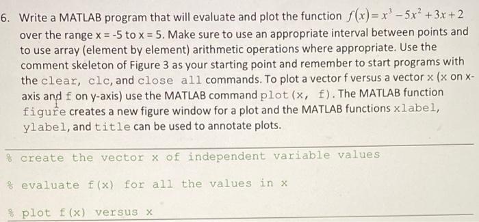Solved 6. Write a MATLAB program that will evaluate and plot | Chegg.com