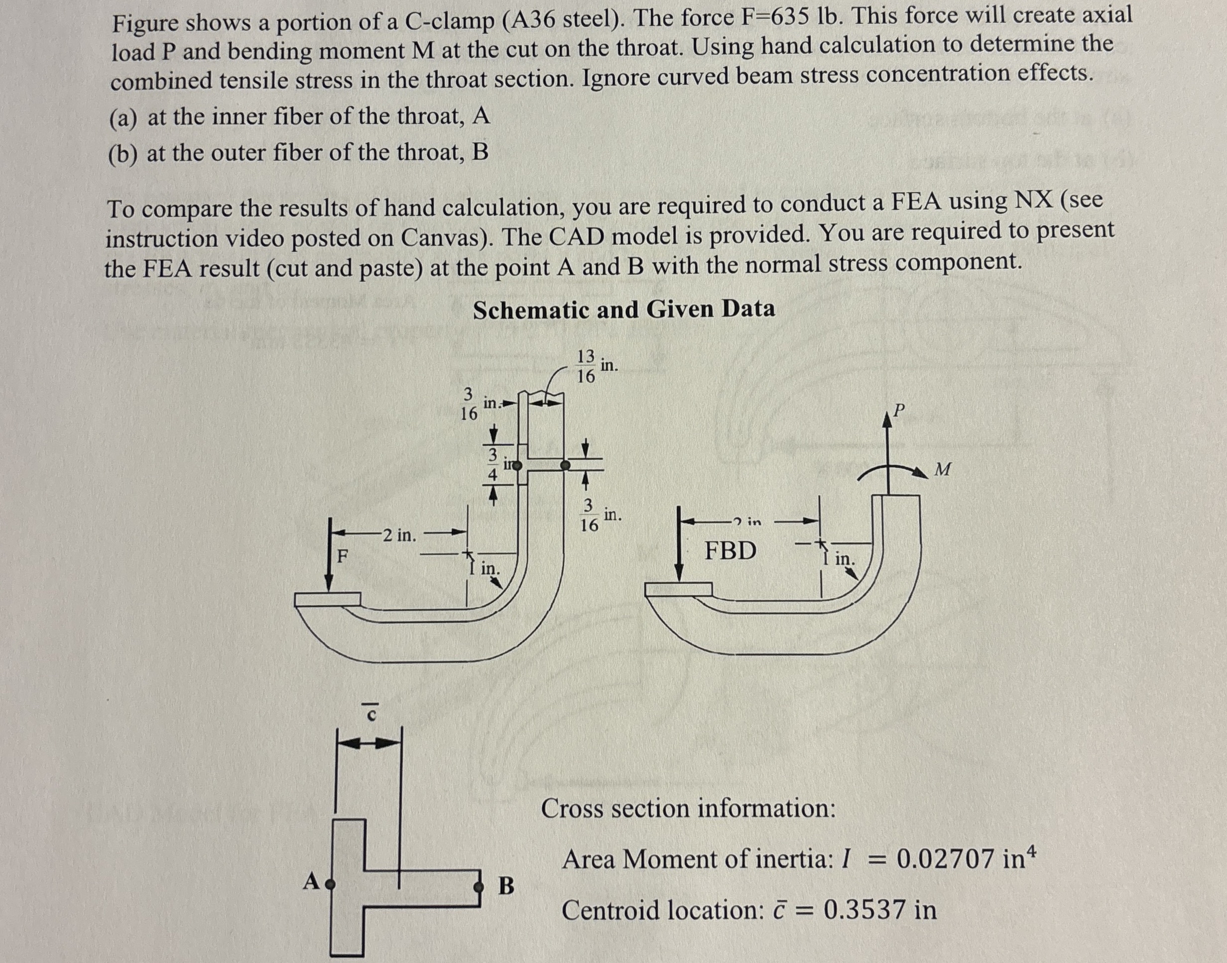 Figure shows a portion of a Cclamp (A36 ﻿steel).