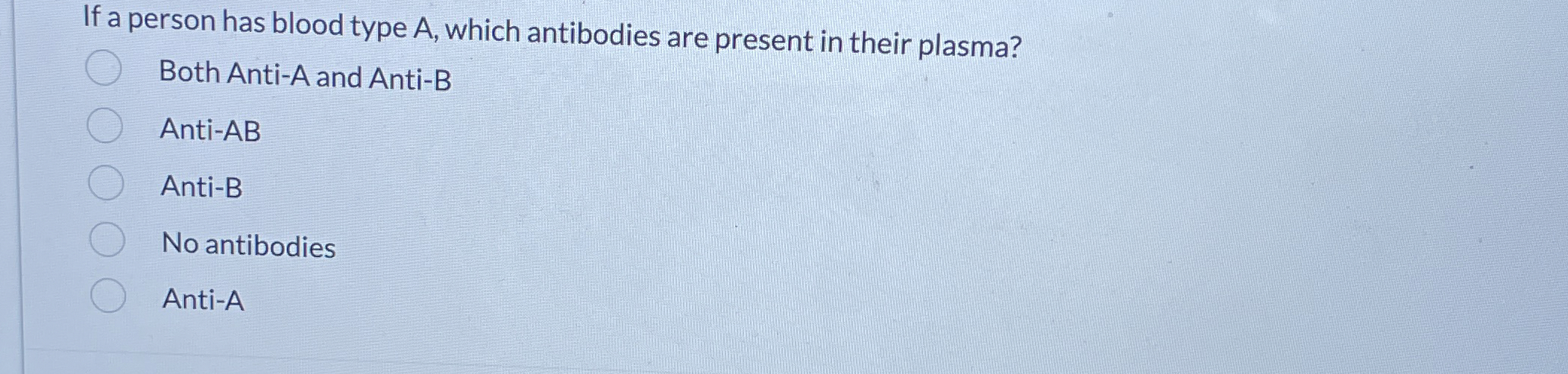 Solved If a person has blood type A, ﻿which antibodies are