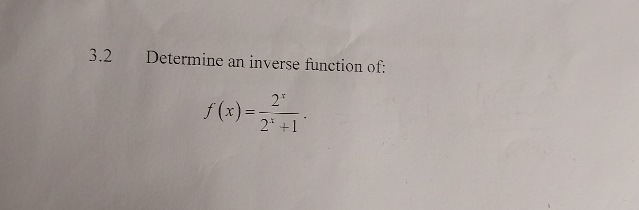 Solved 3.2 ﻿Determine an inverse function of:f(x)=2x2x+1. | Chegg.com