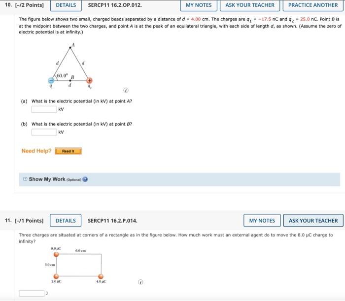 Solved The figure below shows two small, charged beads | Chegg.com