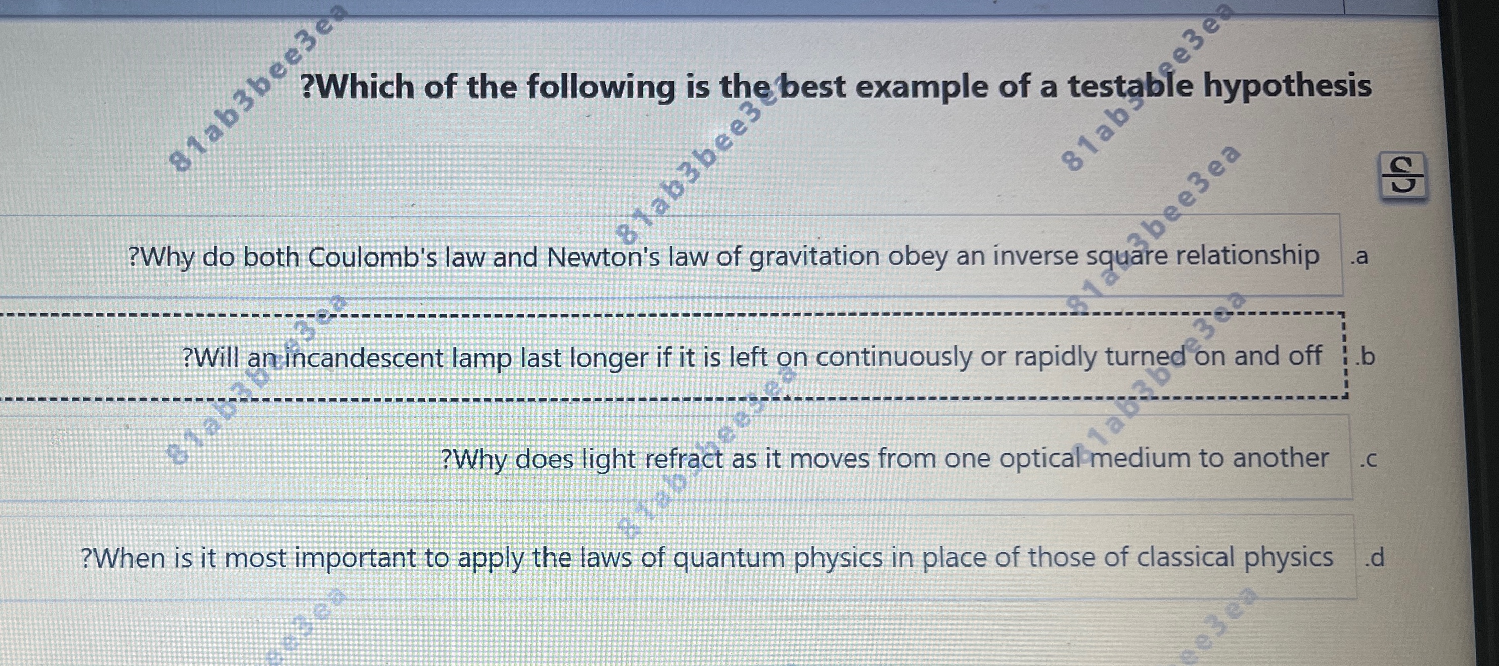 Solved Which of the following is the best example of a | Chegg.com