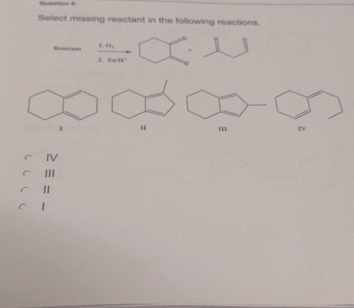 Solved Select Missing Reactant In The Following Reactions Chegg Com