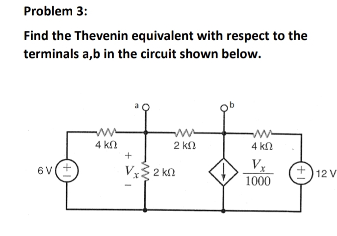 Solved Problem 3:Find the Thevenin equivalent with respect | Chegg.com