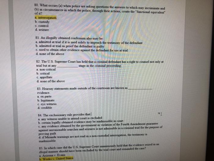 80. What occurs (a) when police are asking questions | Chegg.com