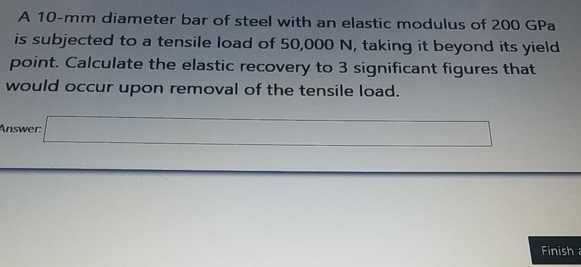 Solved A 10-mm diameter bar of steel with an elastic modulus | Chegg.com