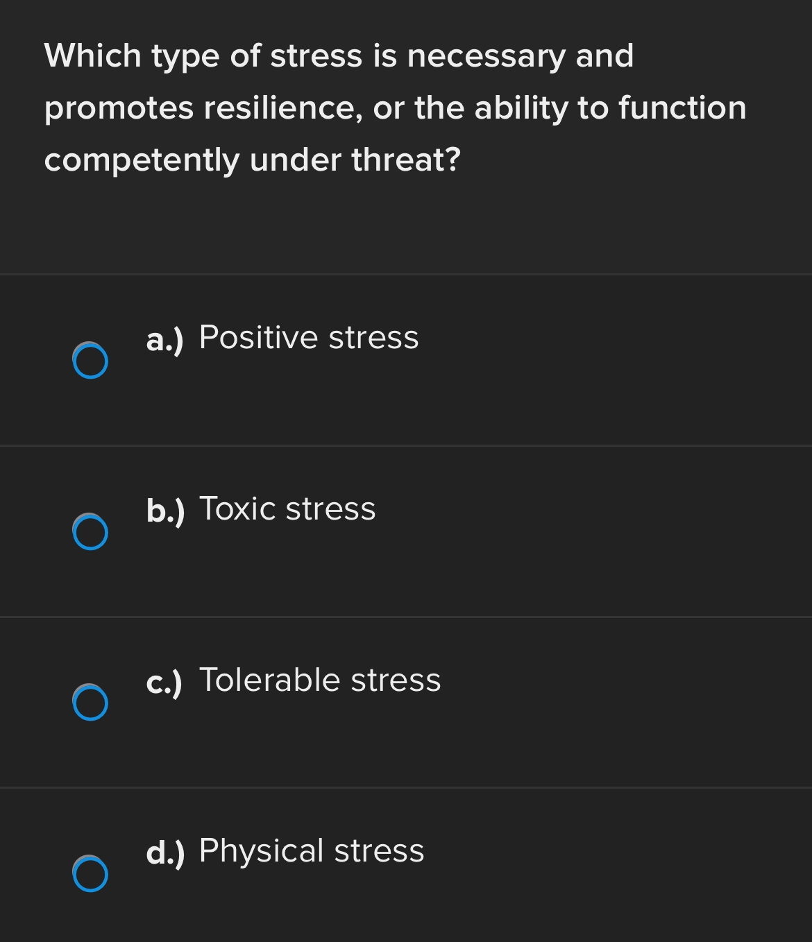 Solved Which type of stress is necessary and promotes | Chegg.com