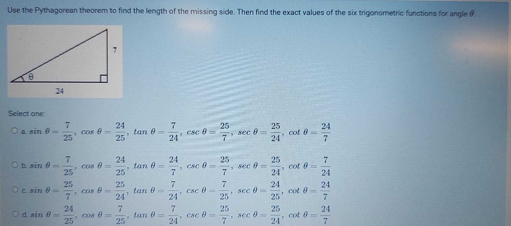 Solved Use the Pythagorean theorem to find the length of the | Chegg.com