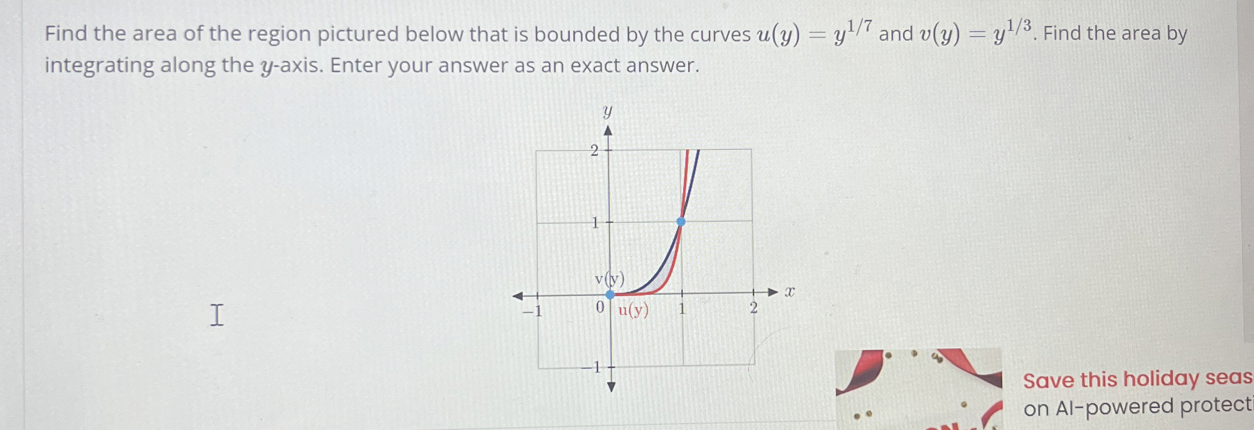 Solved Find The Area Of The Region Pictured Below That Is Chegg Com