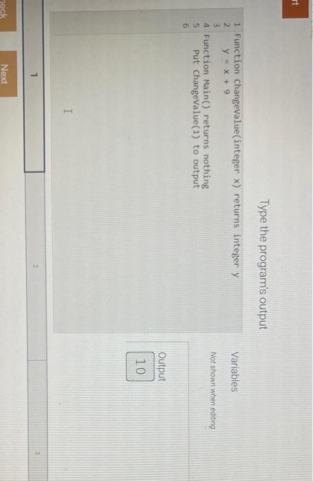 Solved it Type the program's output Variables 1 Function | Chegg.com