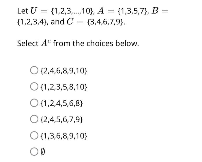 Solved Let S={1,2,3,…,18,19,20} Be The Universal Set. Let | Chegg.com