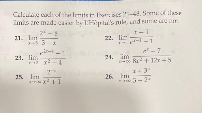 Solved Calculate each of the limits in Exercises 21-48. Some | Chegg.com