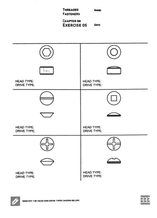 Solved NAME THREADED FASTENERS CHAPTER OS EXERCISE 05 DATE | Chegg.com