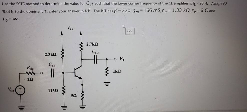 Solved Use the SCTC method to determine the value for Cc2 | Chegg.com