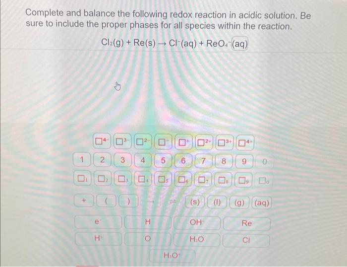 Solved Complete And Balance The Following Redox Reaction In | Chegg.com