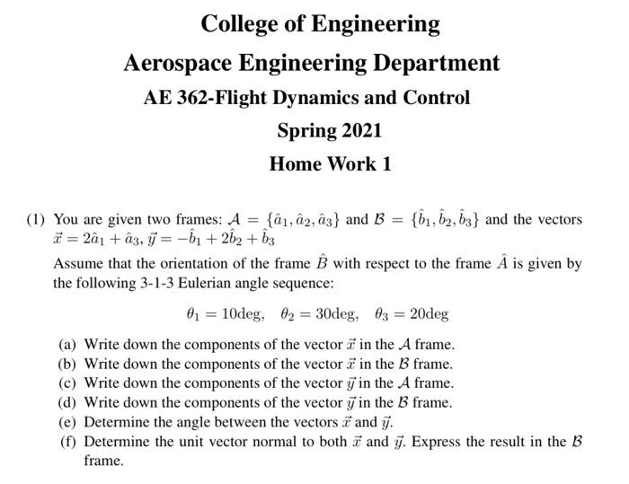 College Of Engineering Aerospace Engineering Depar Chegg Com