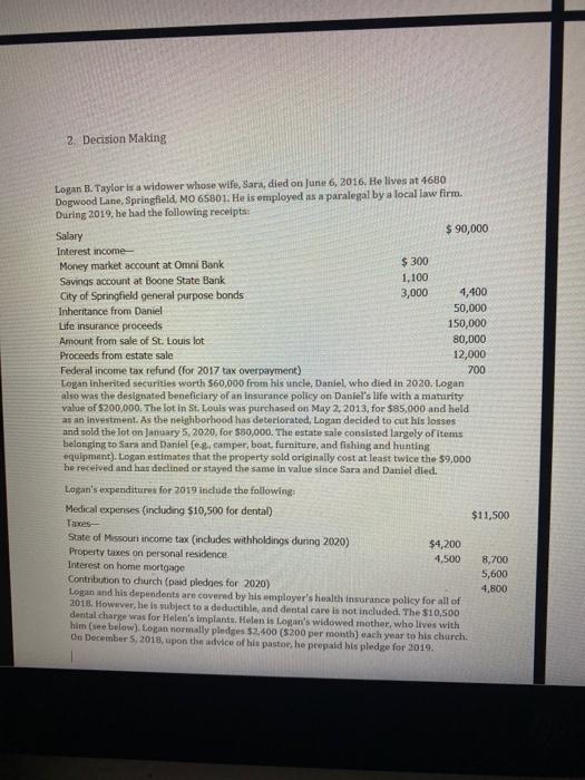 Comprehensive Tax Return Problems 1. Lance H. and | Chegg.com