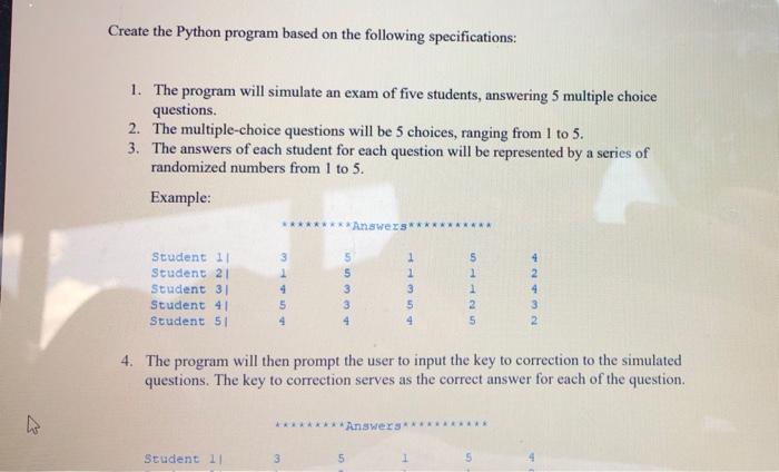 Solved Create the Python program based on the following | Chegg.com