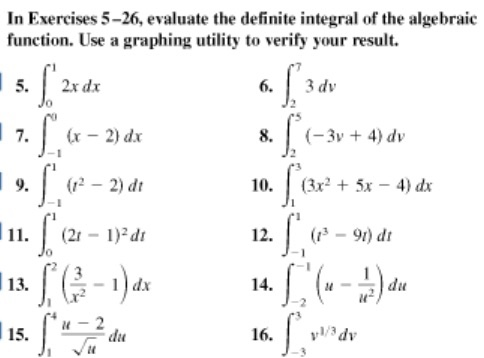 Solved In Exercises 5-26, evaluate the definite integral of | Chegg.com