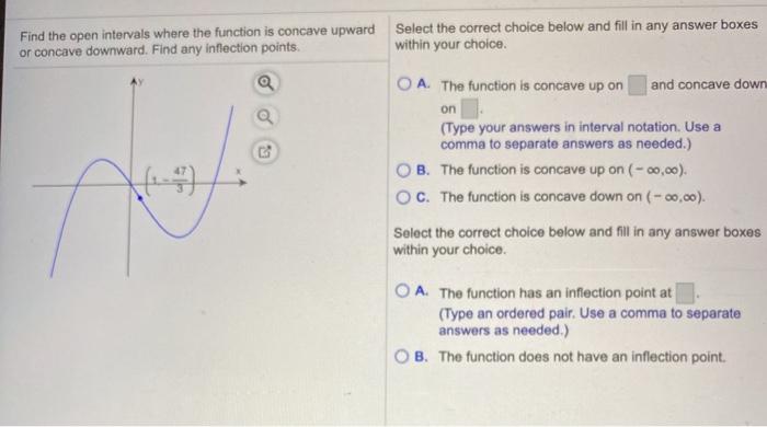 Solved Find the open intervals where the function is concave | Chegg.com