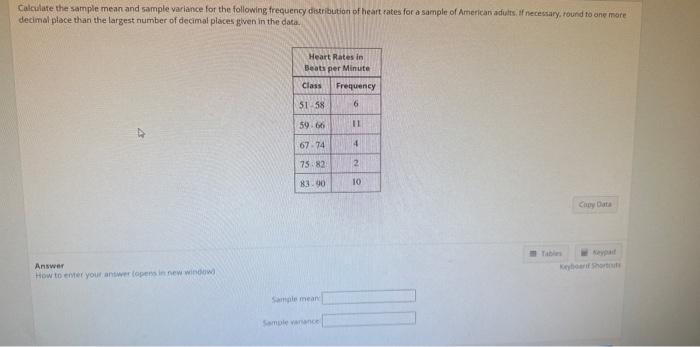 Solved Calculate the sample mean and sample variance for the | Chegg.com