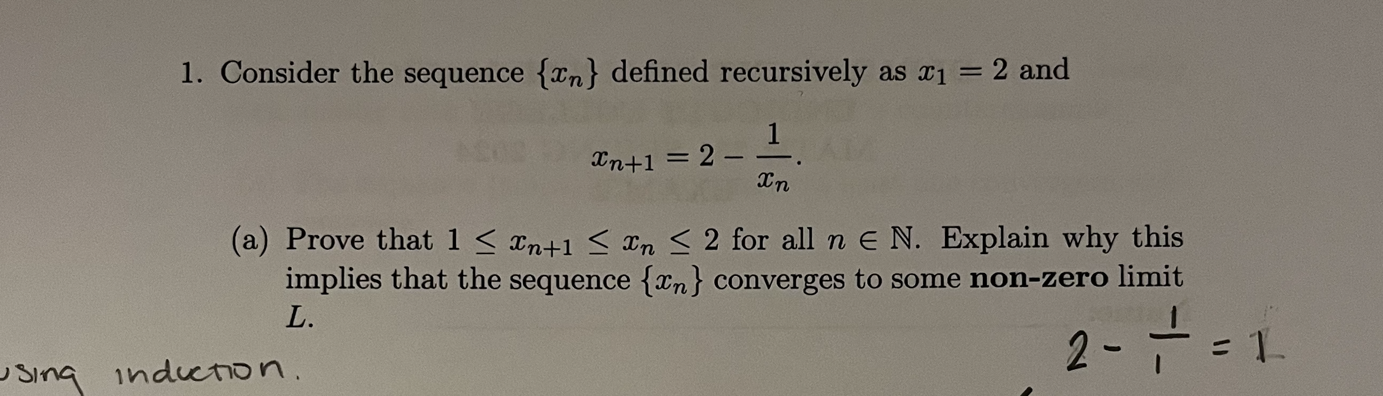Solved consider the sequence xn defined recursively by | Chegg.com