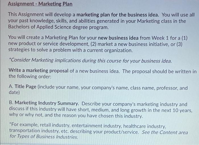 marketing plan final plan assignment