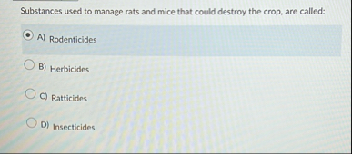 Solved Substances used to manage rats and mice that could | Chegg.com
