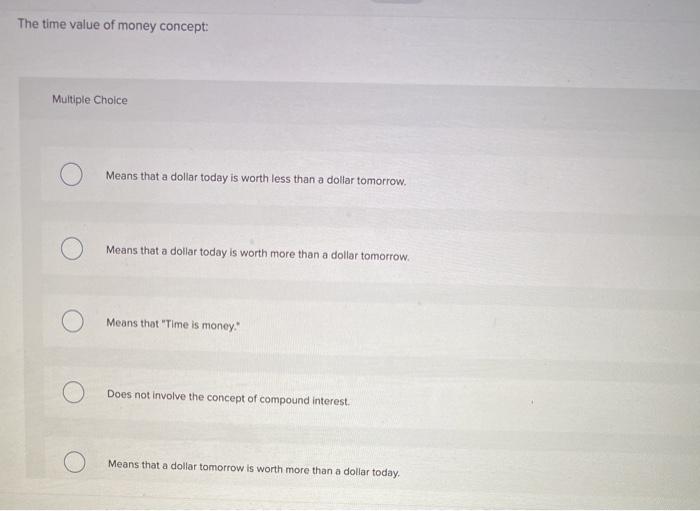 Solved The time value of money concept: Multiple Choice | Chegg.com