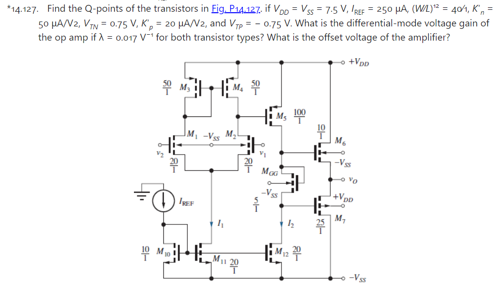Q Point Values *14.127. Find the Q-points of the transistors in | Chegg.com