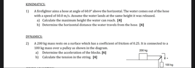 Solved KINEMATICS:A firefighter aims a hose at angle of | Chegg.com