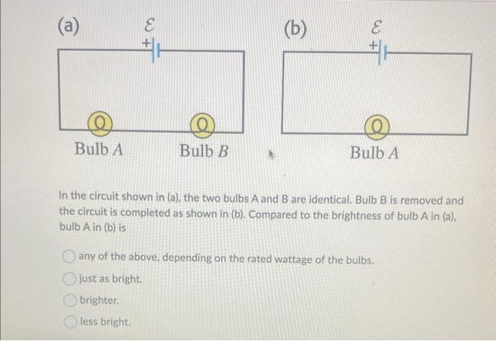 Solved In the circuit shown in (a), the two bulbs A and B | Chegg.com