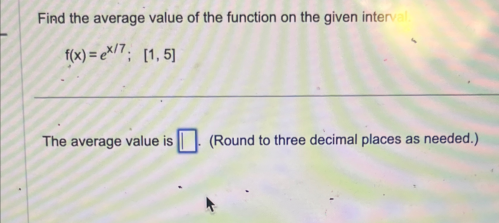 Solved Find the average value of the function on the given | Chegg.com
