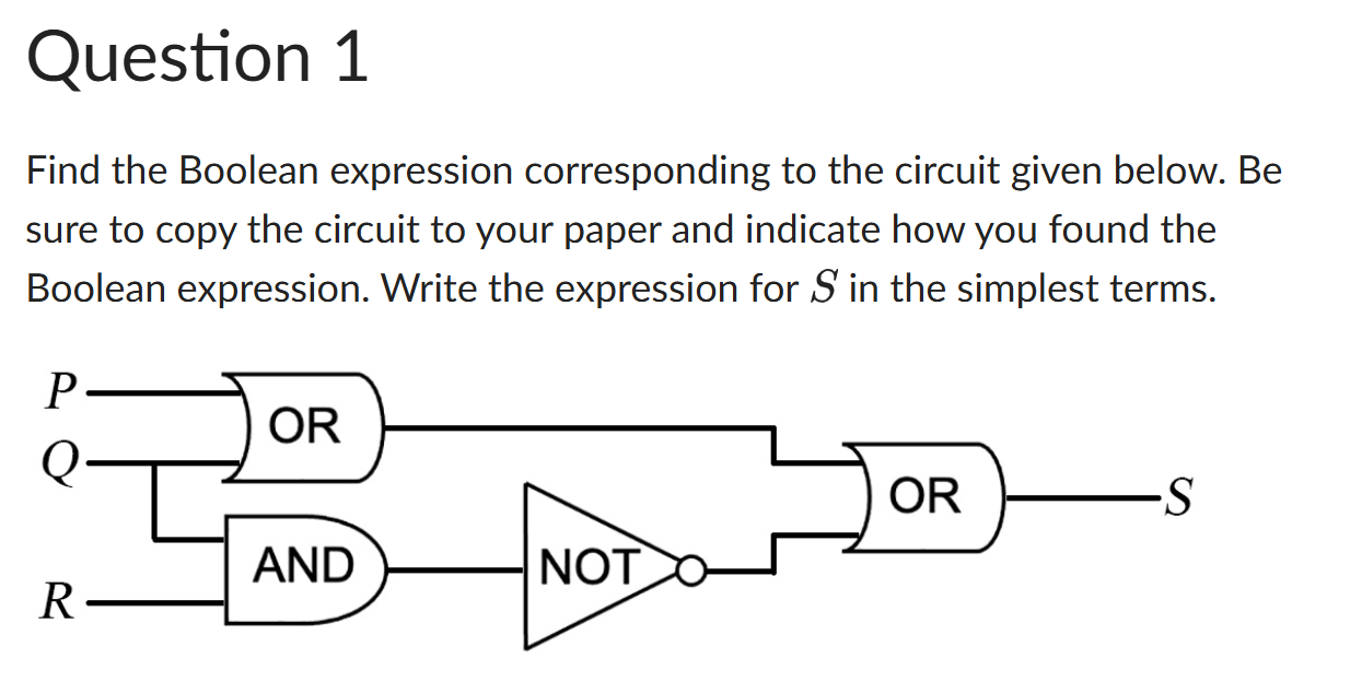 Solved Question 1 ﻿Find the Boolean expression corresponding | Chegg.com