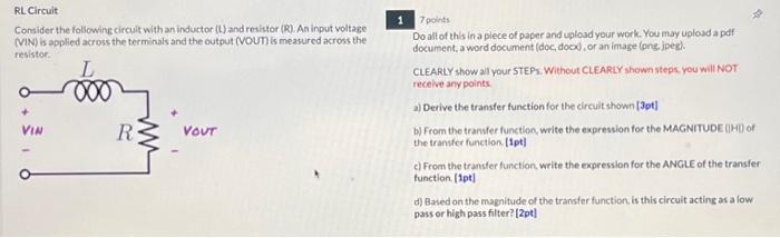 Solved RL Circuit Consider the following circuit with an | Chegg.com
