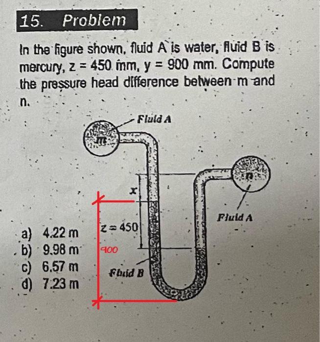 Solved In the figure shown, fluid A is water, fluid B is | Chegg.com