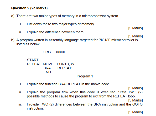 Solved Question 2 (25 ﻿Marks) ﻿a) ﻿There are two major types | Chegg.com