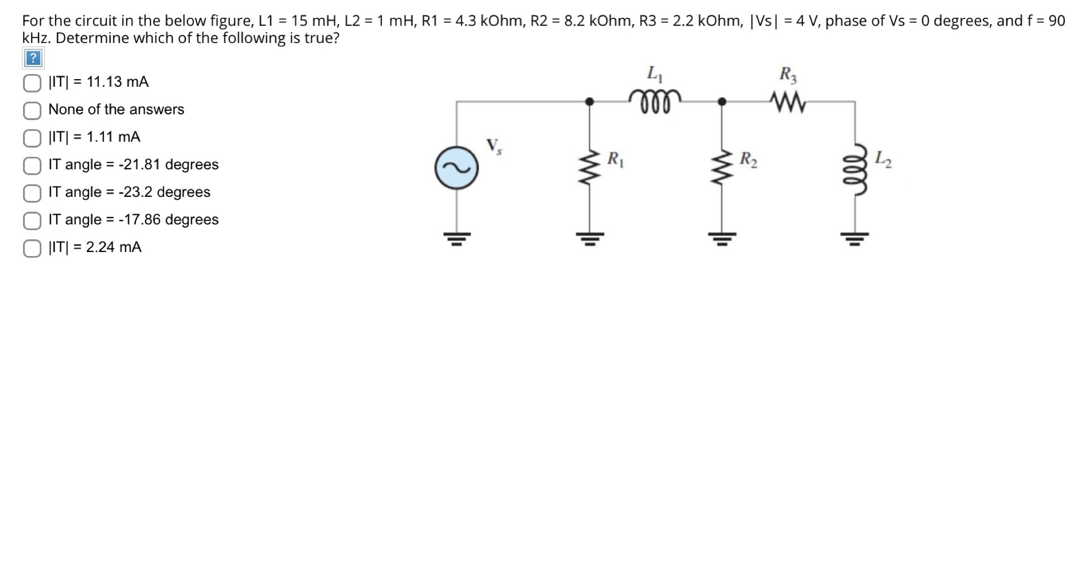 Solved For the circuit in the below figure, | Chegg.com