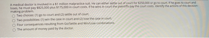 Solved A Medical Doctor Is Involved In A $1 Million 