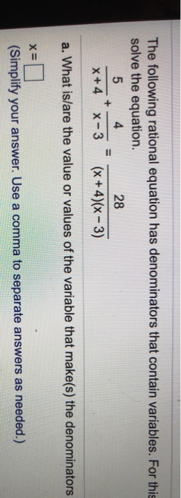 Solved The following rational equation has denominators that | Chegg.com
