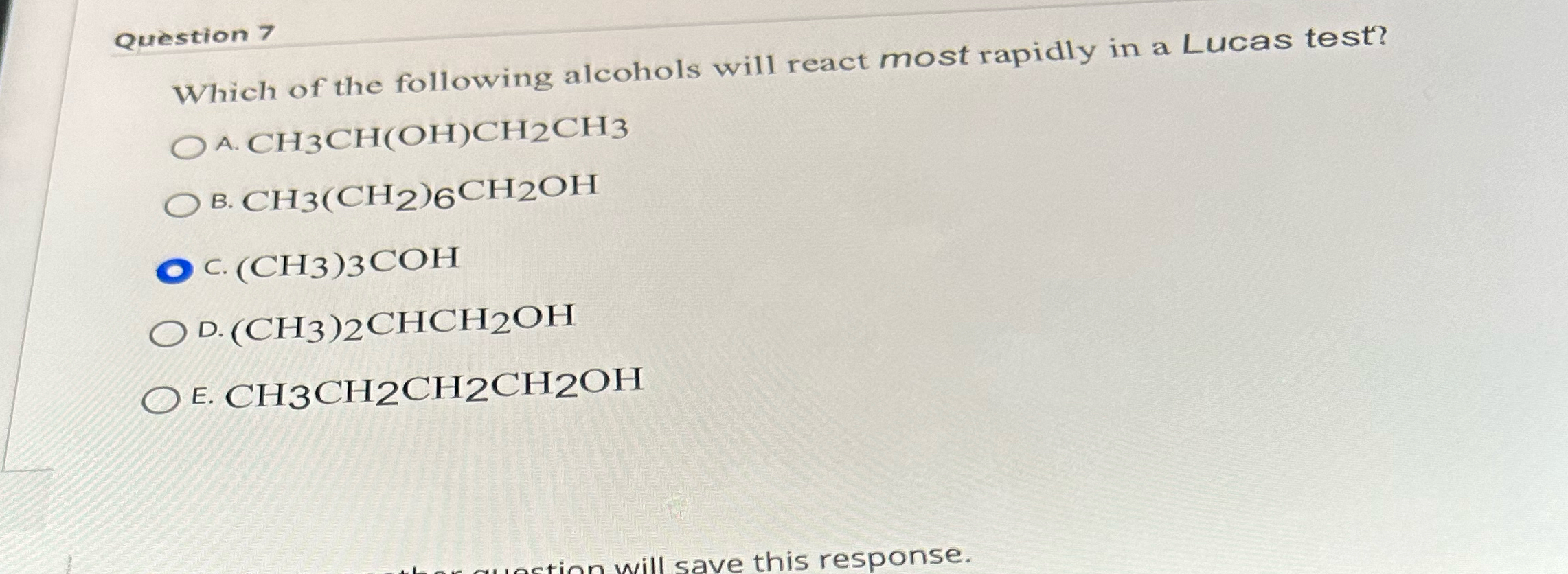 Solved Which of the following alcohols will react most | Chegg.com