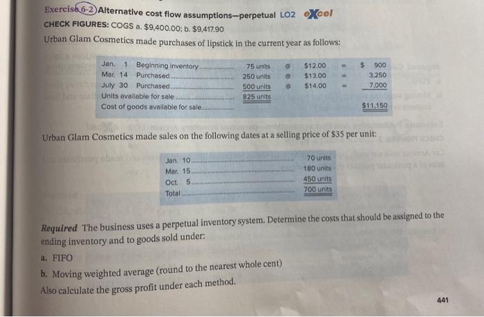 Solved Exercis 6-2) Alternative Cost Flow | Chegg.com