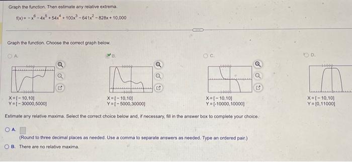 Solved Graph the function. Then estimate any relative | Chegg.com