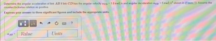 Solved Determine the angular acceleration of link AB if link | Chegg.com