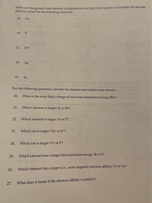 Solved 135 Determine the address, four quantum numbers of | Chegg.com