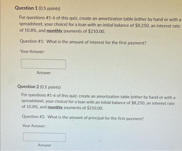 Solved For questions #1-6 of this quiz, create an | Chegg.com