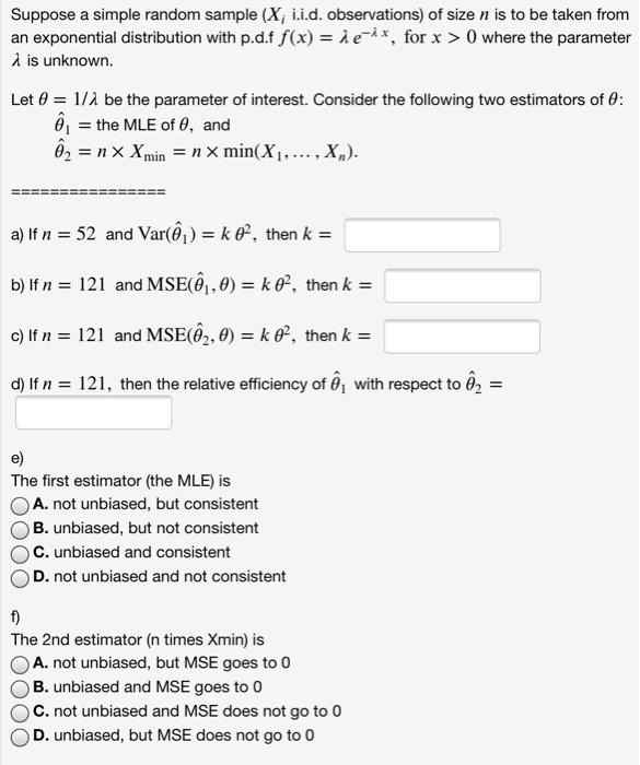 Solved Suppose A Simple Random Sample X I I D Observat Chegg Com