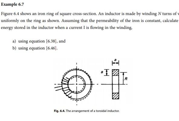 Solved Example 6.7 Figure 6.4 shows an iron ring of square | Chegg.com