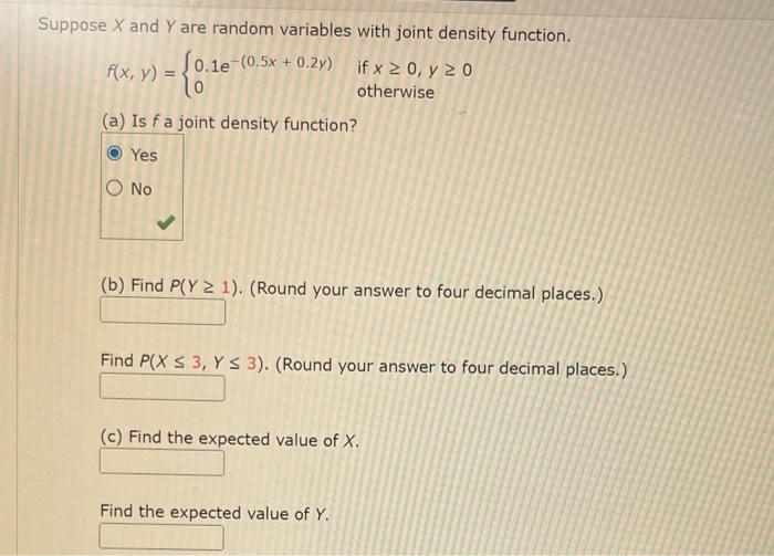 Solved Suppose X and Y are random variables with joint | Chegg.com