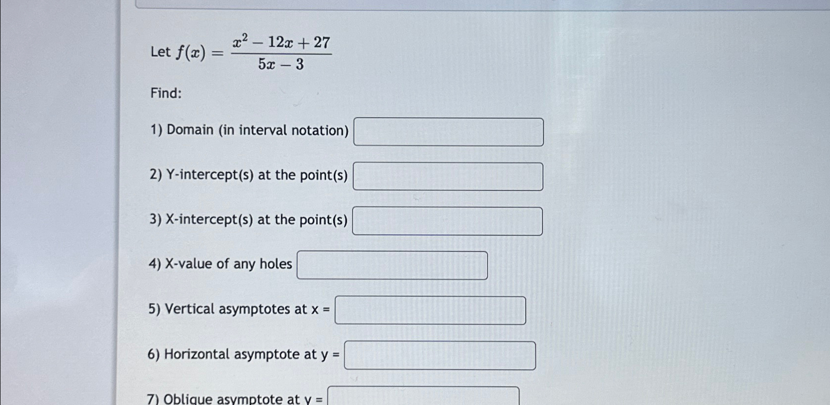 Solved Let F X X2 12x 275x 3find Domain In Interval